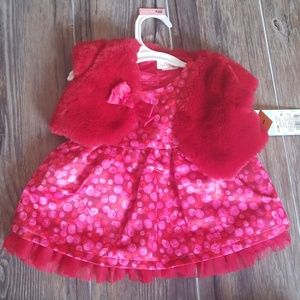 Beautiful red with pink dress